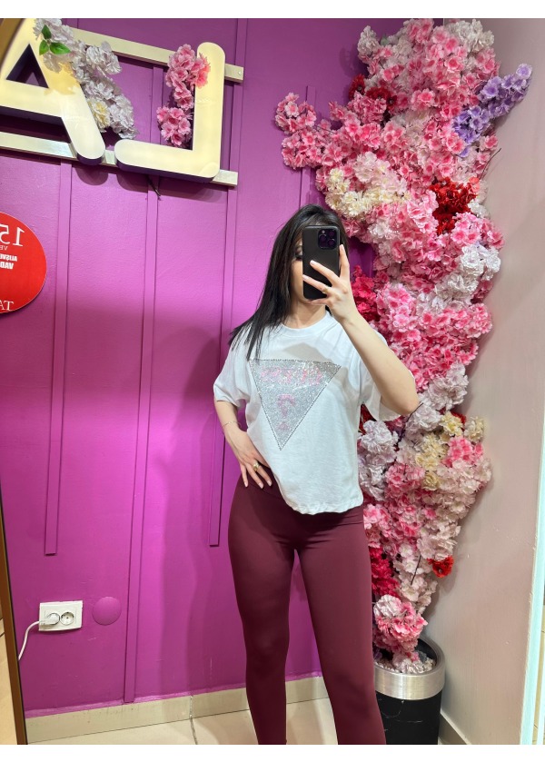 GUESS TAŞLI TİŞÖRT - BEYAZ