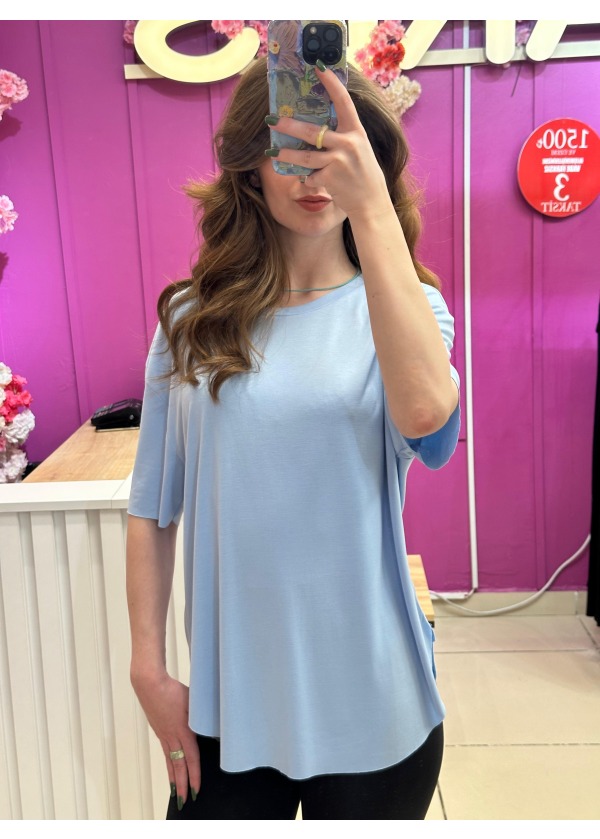  OYSHO BASIC T-SHIRT PUDRA MAVİ