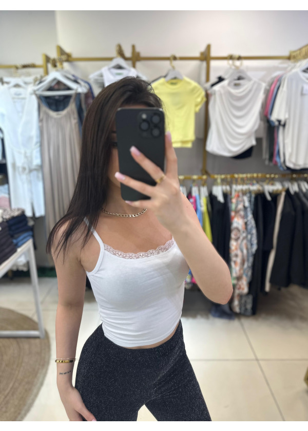 DANTEL DETAYLI BEYAZ ASKILI ATLET